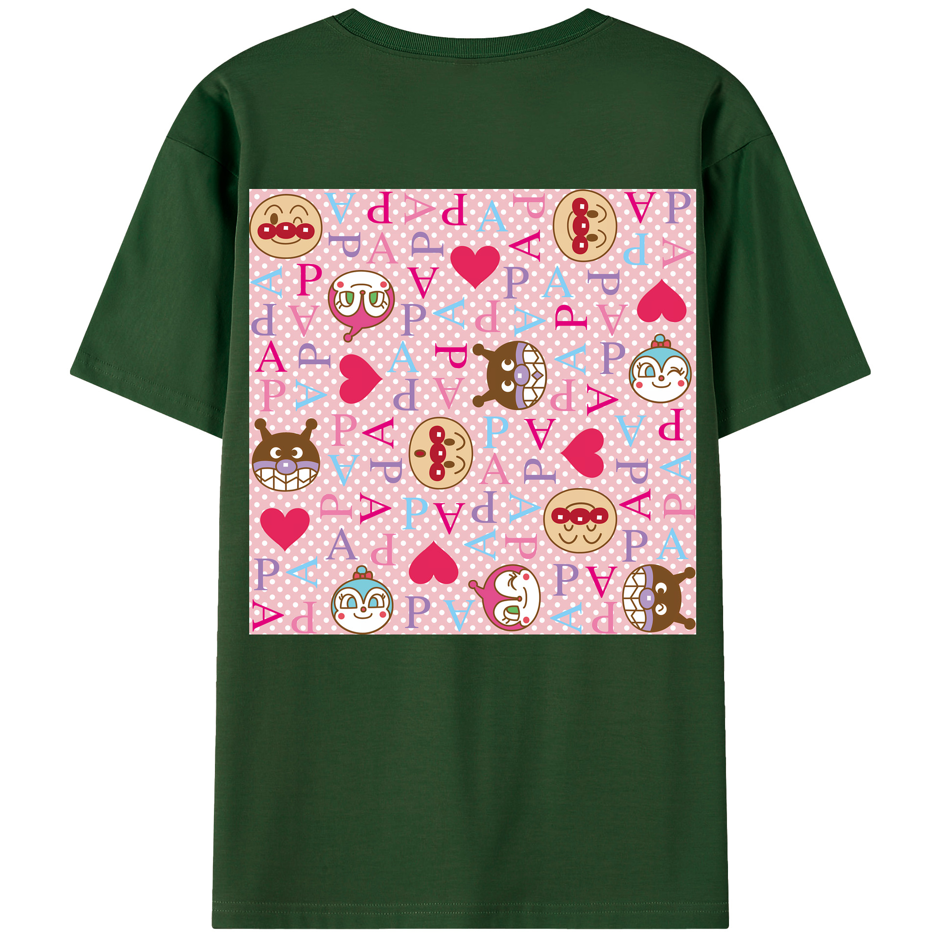 （画像用） アンパンマン Anpanman 綿100％半袖Tシャツ（背面プリント）